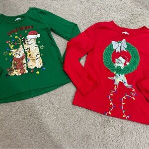 Set of 2 Cat Holiday/Christmas Shirts (Never Worn)
